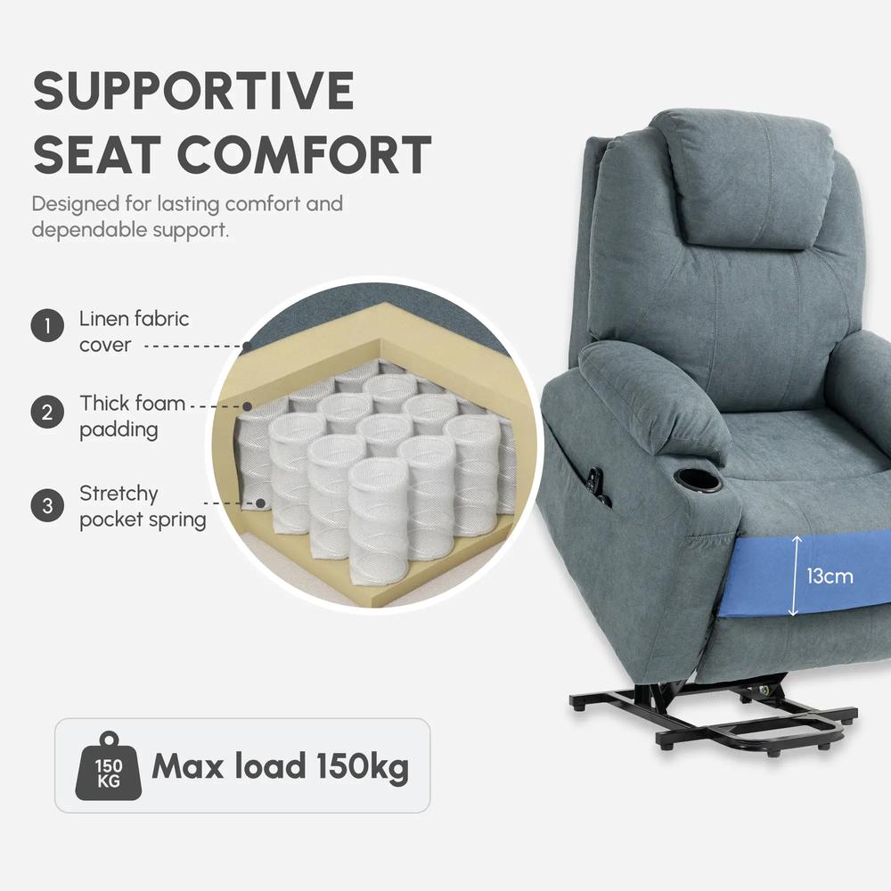 HOMCOM Power Lift Recliner Chair with Pocket Spring, Electric Lift Chair with Wide Backrest Additional View 18
