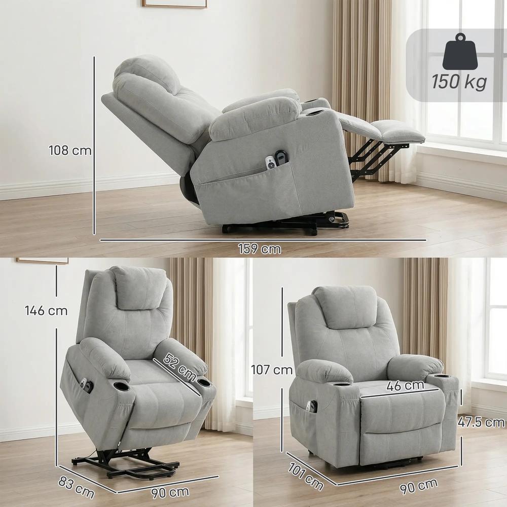 HOMCOM Power Lift Recliner Chair with Pocket Spring, Electric Lift Chair with Wide Backrest Additional View 3
