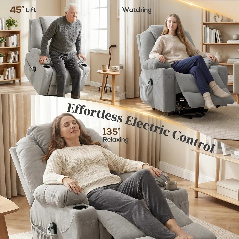 HOMCOM Power Lift Recliner Chair with Pocket Spring, Electric Lift Chair with Wide Backrest Additional View 5