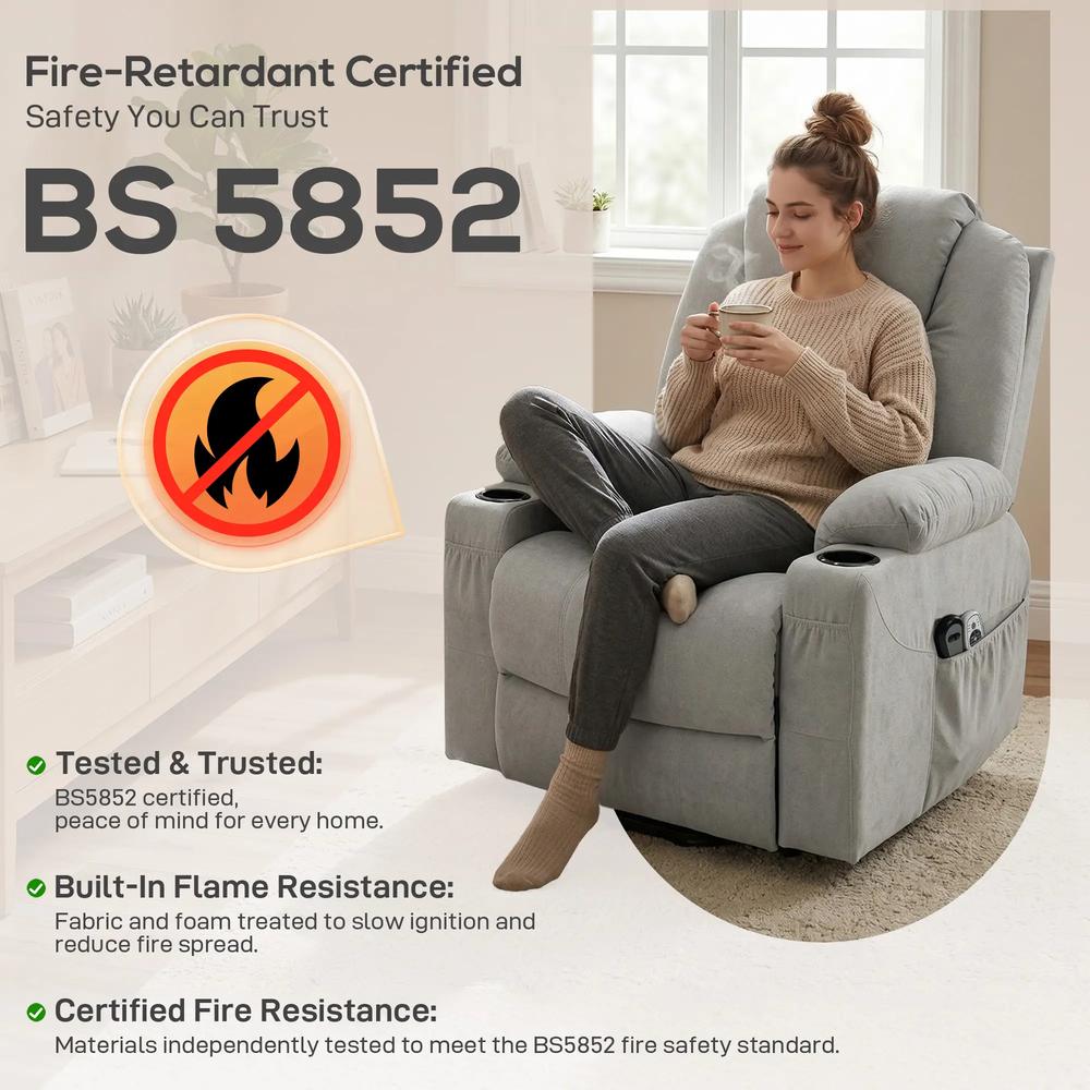 HOMCOM Power Lift Recliner Chair with Pocket Spring, Electric Lift Chair with Wide Backrest Additional View 9