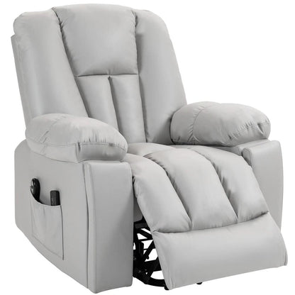 HOMCOM Leathaire Eight Massage Point Armchair, with Reclining Back - Light Grey Additional View 11