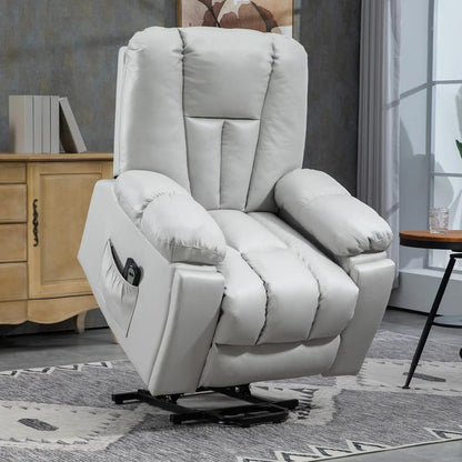 HOMCOM Leathaire Eight Massage Point Armchair, with Reclining Back - Light Grey Additional View 2