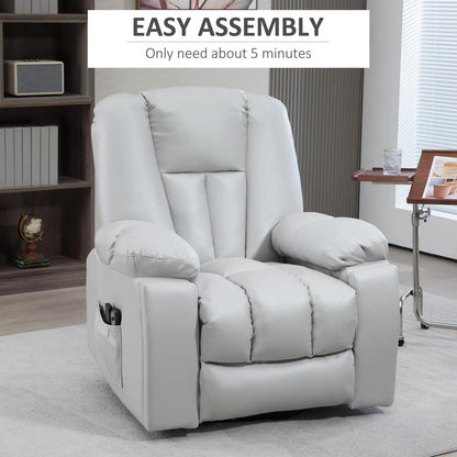 HOMCOM Leathaire Eight Massage Point Armchair, with Reclining Back - Light Grey Additional View 8