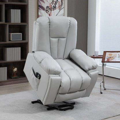 HOMCOM Leathaire Eight Massage Point Armchair, with Reclining Back - Light Grey Additional View 10