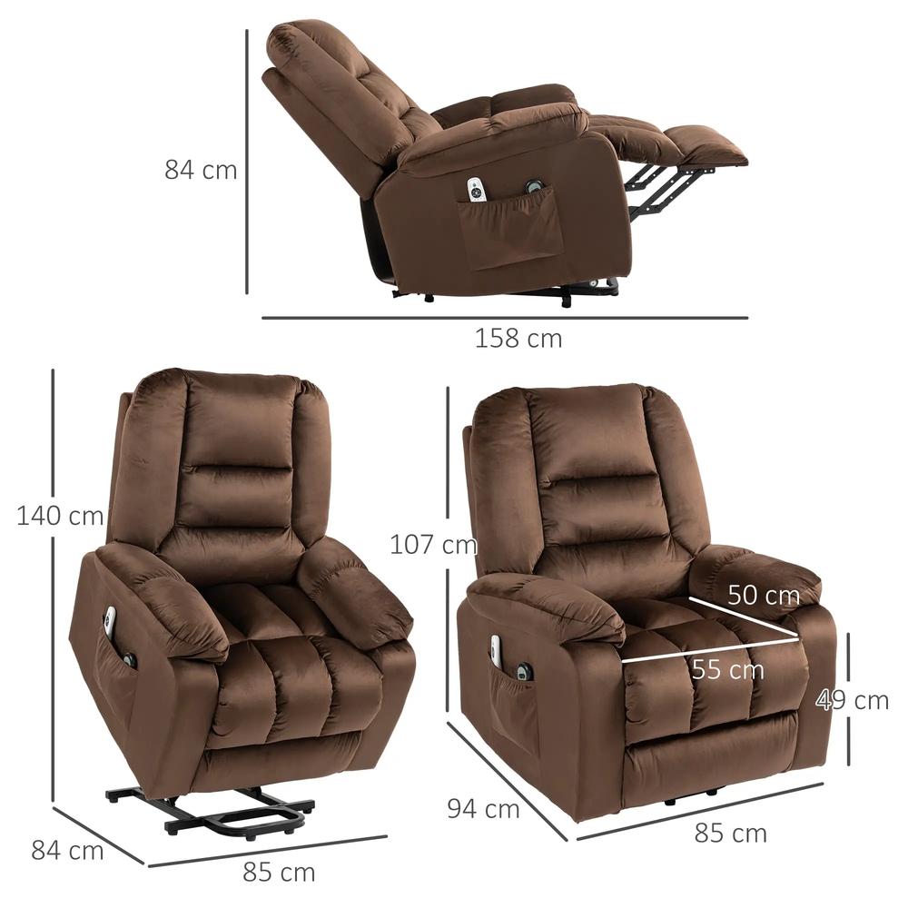 HOMCOM Leathaire Eight Massage Point Armchair, with Heat and Reclining Back - Brown Additional View 3