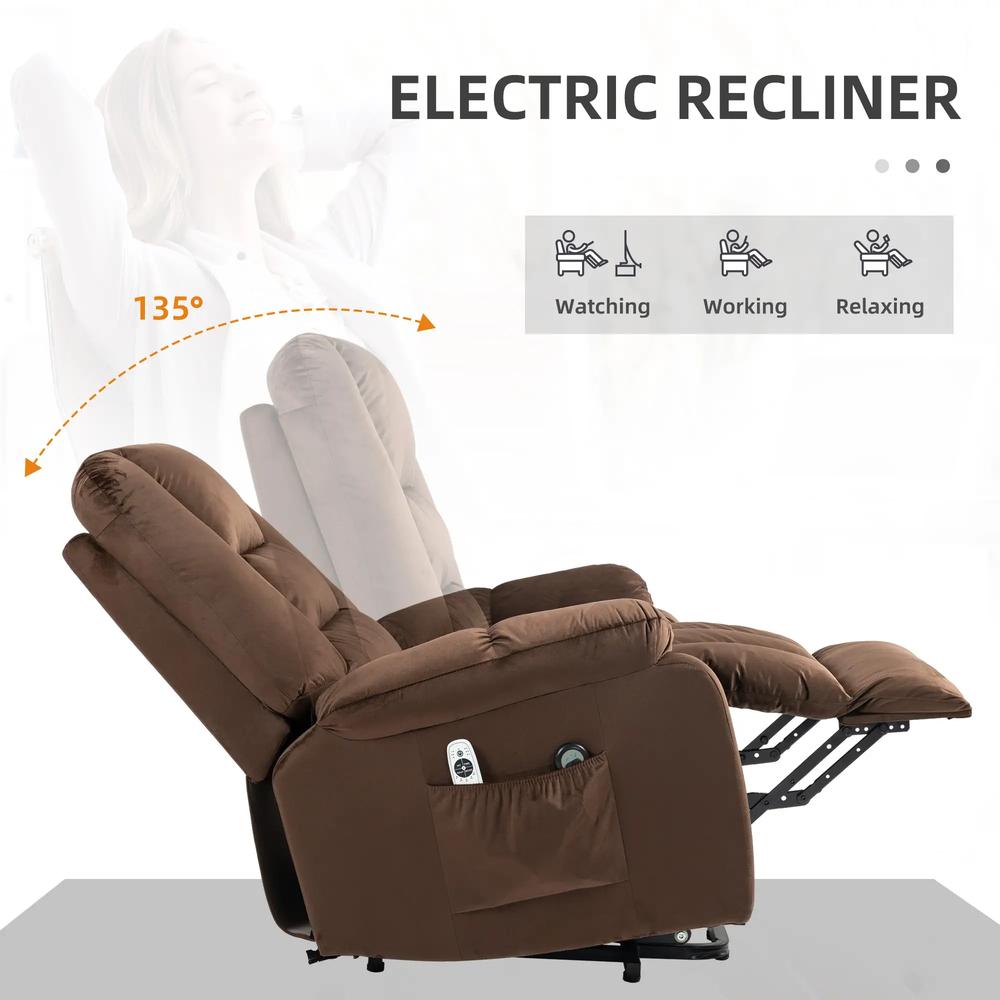 HOMCOM Leathaire Eight Massage Point Armchair, with Heat and Reclining Back - Brown Additional View 5