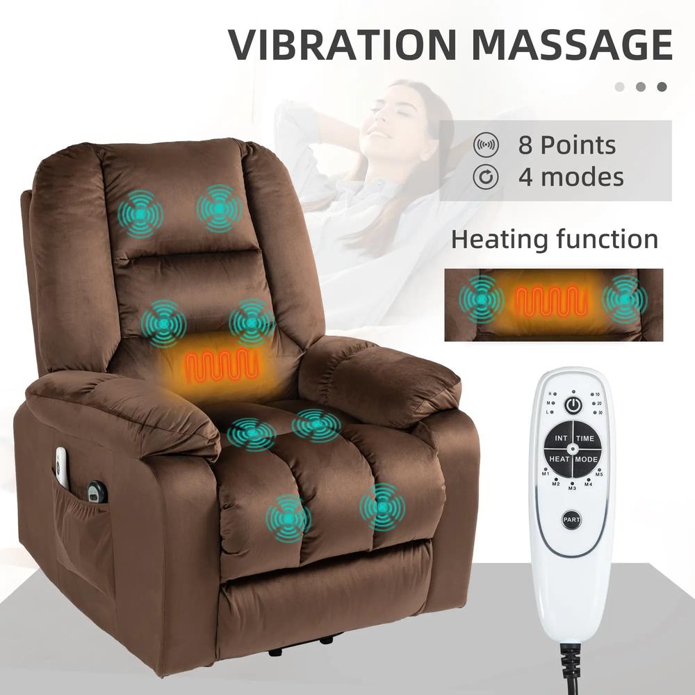 HOMCOM Leathaire Eight Massage Point Armchair, with Heat and Reclining Back - Brown Additional View 6
