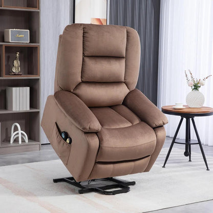 HOMCOM Velvet-Feel Electric Lift-and-Recline Massage Armchair, with Remote - Brown Additional View 2