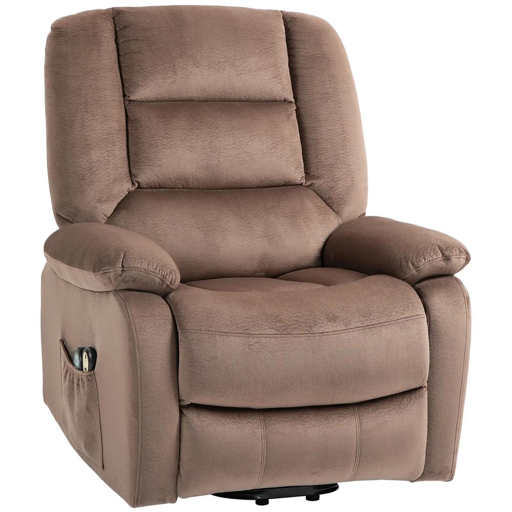 HOMCOM Velvet-Feel Electric Lift-and-Recline Massage Armchair, with Remote - Brown Additional View 13