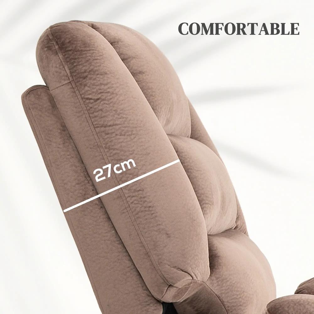 HOMCOM Velvet-Feel Electric Lift-and-Recline Massage Armchair, with Remote - Brown Additional View 8