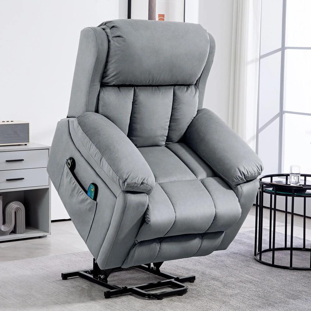 HOMCOM Eight-Point Massage Lift Chair, with Remote - Grey Additional View 13
