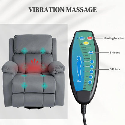 HOMCOM Eight-Point Massage Lift Chair, with Remote - Grey Additional View 5