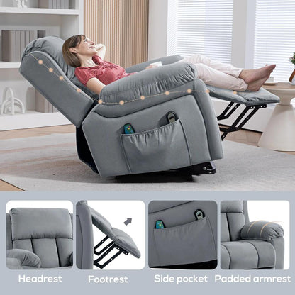 HOMCOM Eight-Point Massage Lift Chair, with Remote - Grey Additional View 9