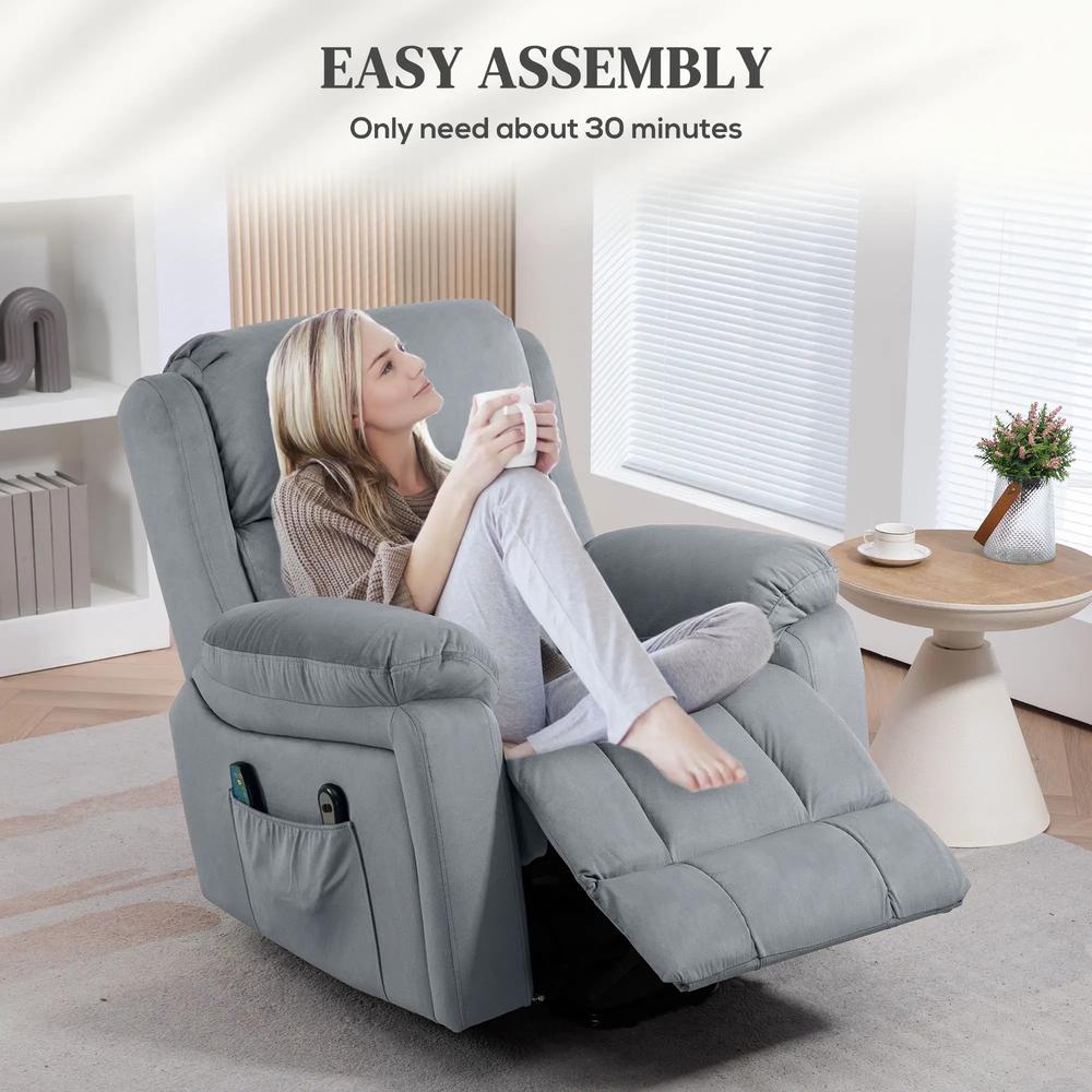 HOMCOM Eight-Point Massage Lift Chair, with Remote - Grey Additional View 10