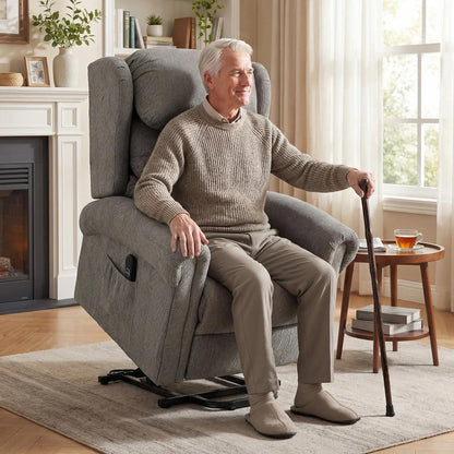 HOMCOM Velvet-Feel Electric Riser Recliner Chair, Power Lift Recliner Chair for Elderly with Remote Control, Dark Grey Additional View 2