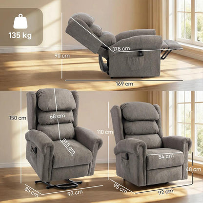 HOMCOM Velvet-Feel Electric Riser Recliner Chair, Power Lift Recliner Chair for Elderly with Remote Control, Dark Grey Additional View 3