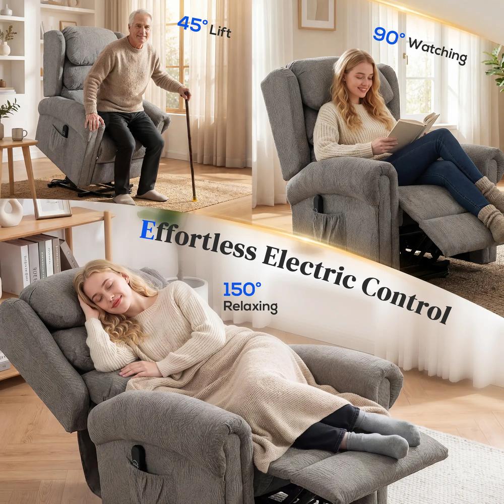 HOMCOM Velvet-Feel Electric Riser Recliner Chair, Power Lift Recliner Chair for Elderly with Remote Control, Dark Grey Additional View 4