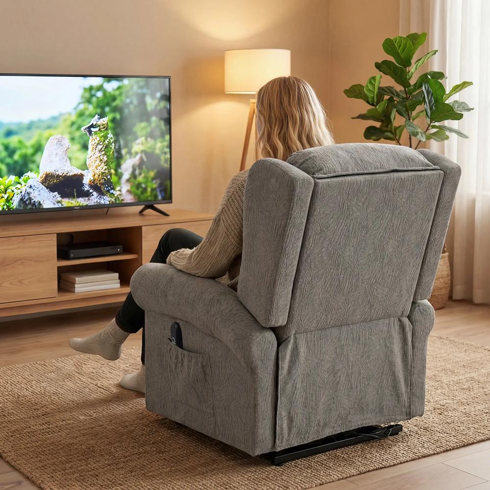 HOMCOM Velvet-Feel Electric Riser Recliner Chair, Power Lift Recliner Chair for Elderly with Remote Control, Dark Grey Additional View 8