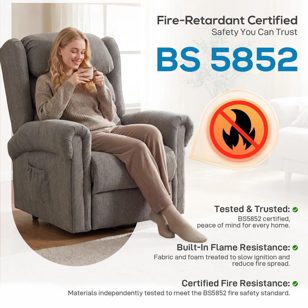 HOMCOM Velvet-Feel Electric Riser Recliner Chair, Power Lift Recliner Chair for Elderly with Remote Control, Dark Grey Additional View 9