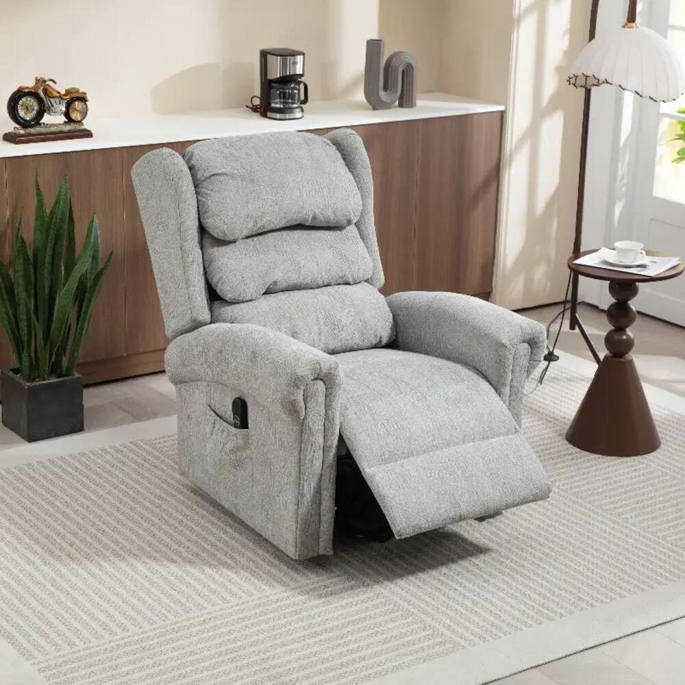 HOMCOM Velvet-Feel 150&deg; Electric Riser Recliner Chair - Grey Additional View 13