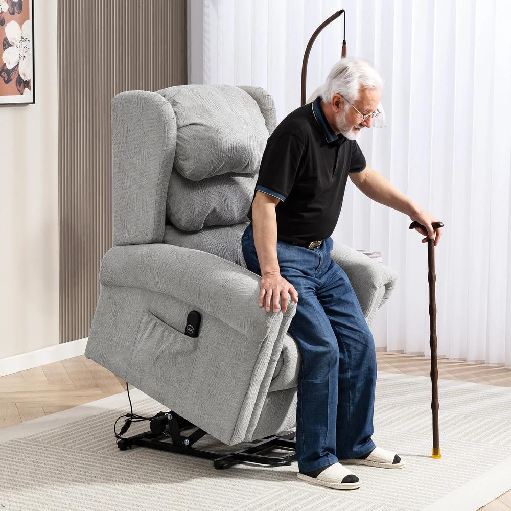 HOMCOM Velvet-Feel 150&deg; Electric Riser Recliner Chair - Grey Additional View 2