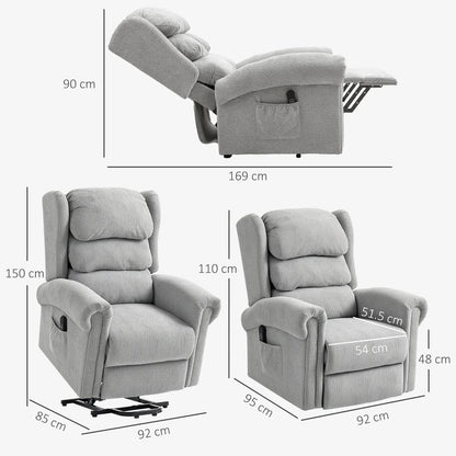 HOMCOM Velvet-Feel 150&deg; Electric Riser Recliner Chair - Grey Additional View 3
