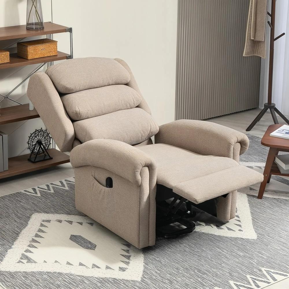 HOMCOM Velvet-Feel Electric Riser Recliner Chair - Khaki Additional View 14