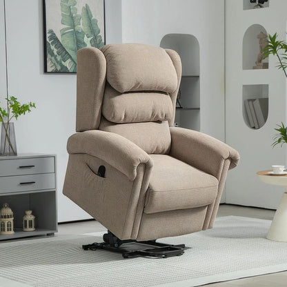 HOMCOM Velvet-Feel Electric Riser Recliner Chair - Khaki Additional View 2