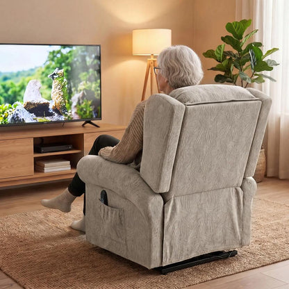 HOMCOM Velvet-Feel Electric Riser Recliner Chair - Khaki Additional View 8