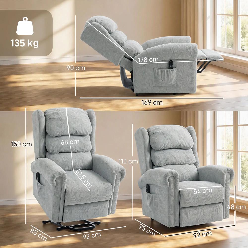 HOMCOM Velvet-Feel Electric Riser Recliner Chair Additional View 3
