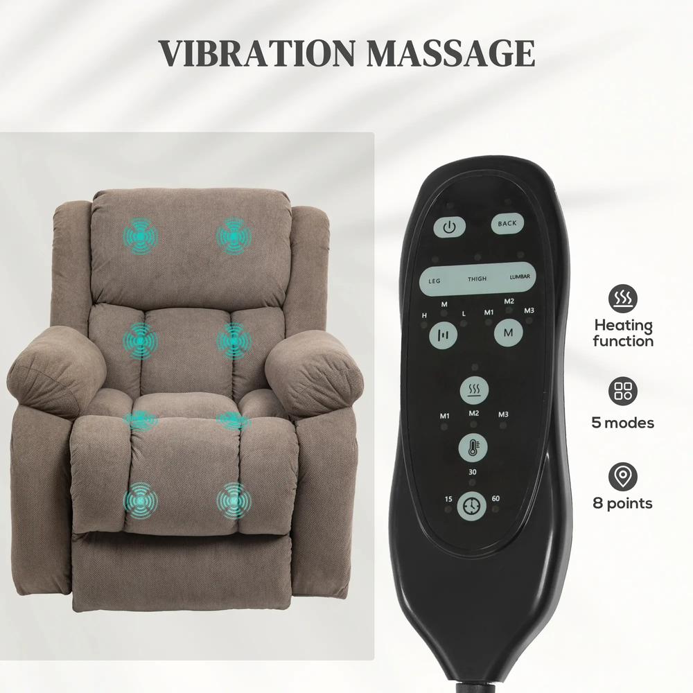 HOMCOM Recliner Armchair Lift Chair, Electric Recliner Chair with Vibration Massage and Heat, Wide Seat, USB Port Additional View 20