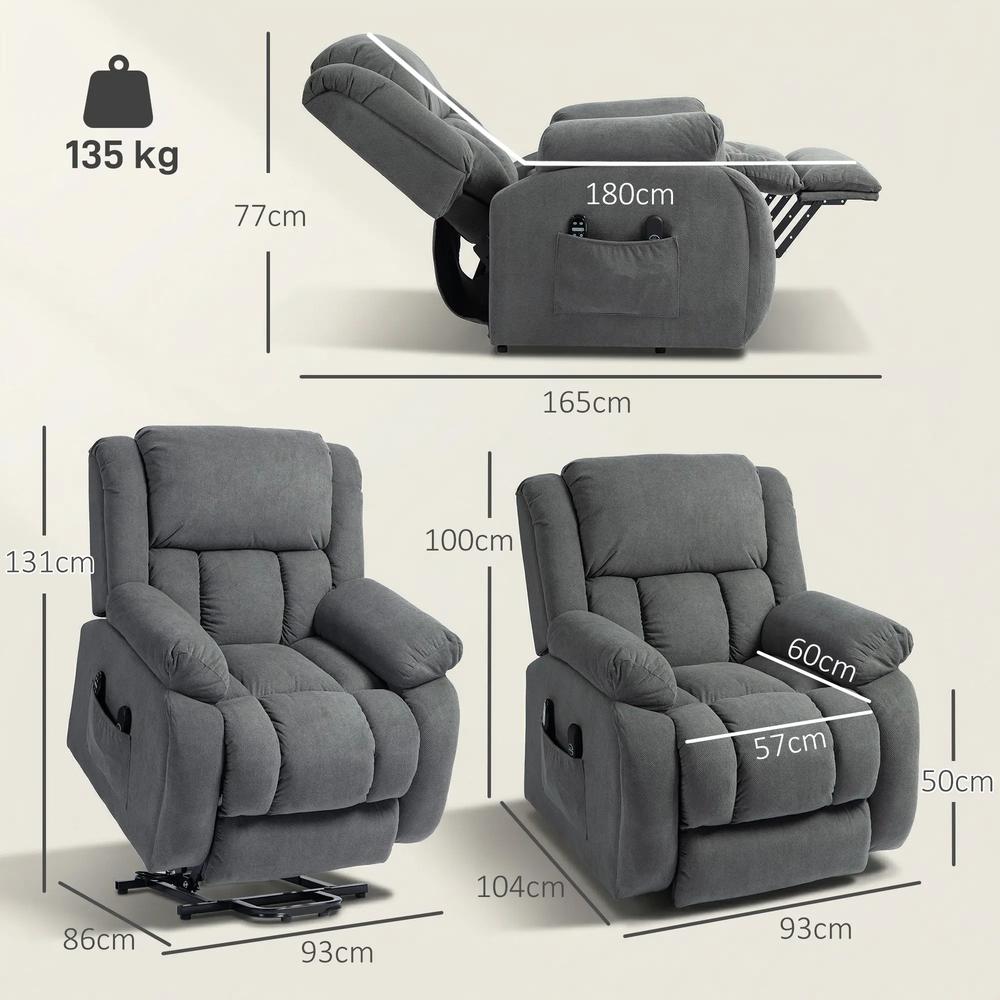 HOMCOM Recliner Armchair Lift Chair, Electric Recliner Chair with Vibration Massage and Heat, Wide Seat, USB Port Additional View 34