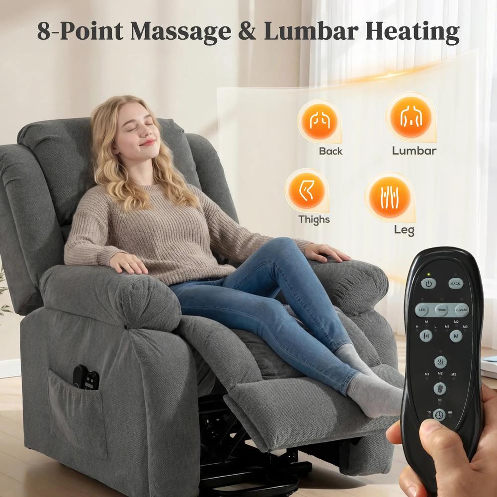 HOMCOM Recliner Armchair Lift Chair, Electric Recliner Chair with Vibration Massage and Heat, Wide Seat, USB Port Additional View 35