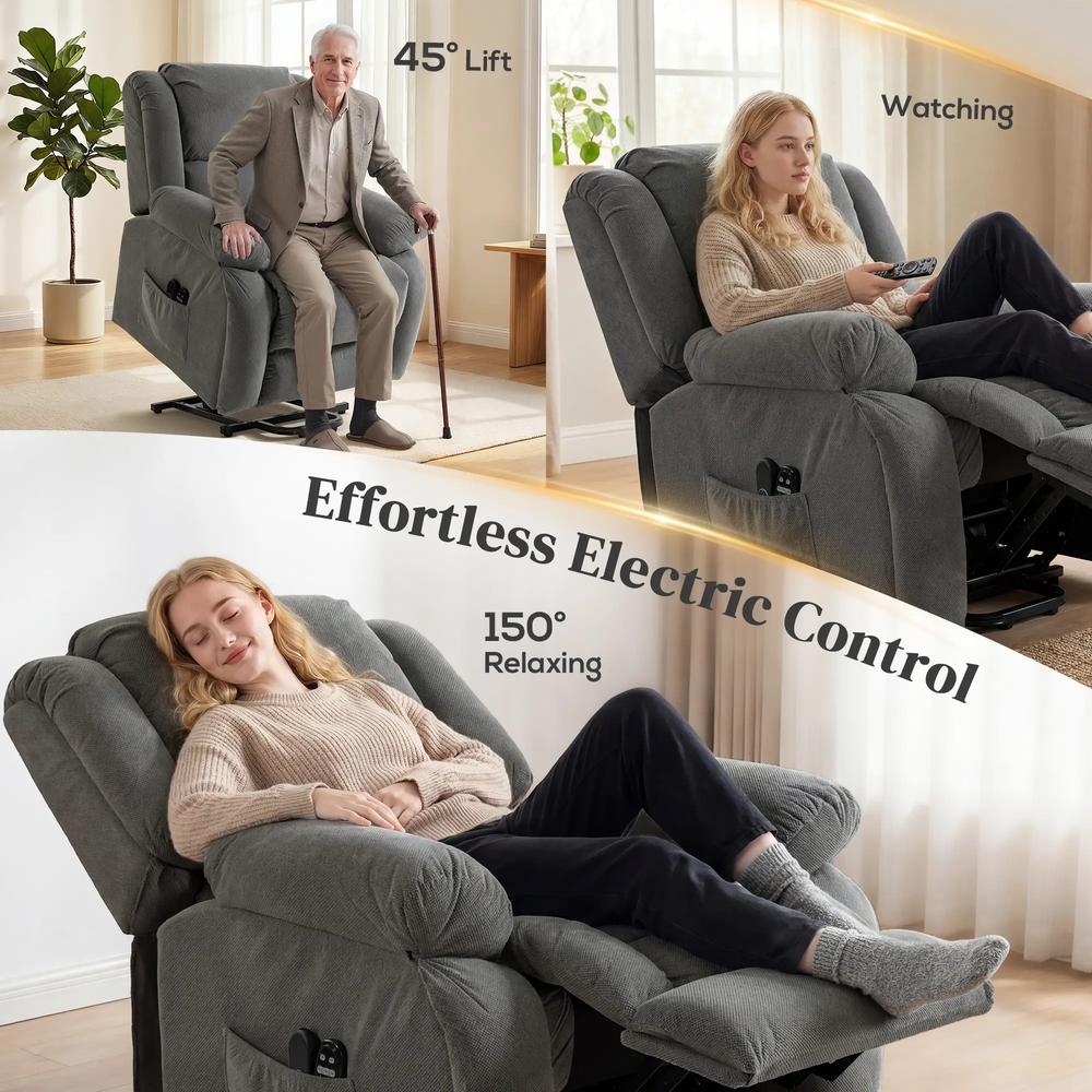 HOMCOM Recliner Armchair Lift Chair, Electric Recliner Chair with Vibration Massage and Heat, Wide Seat, USB Port Additional View 36