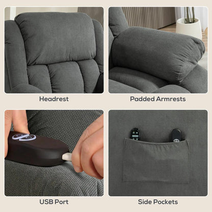 HOMCOM Recliner Armchair Lift Chair, Electric Recliner Chair with Vibration Massage and Heat, Wide Seat, USB Port Additional View 38