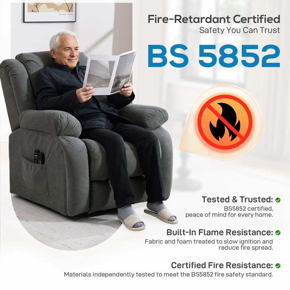 HOMCOM Recliner Armchair Lift Chair, Electric Recliner Chair with Vibration Massage and Heat, Wide Seat, USB Port Additional View 40