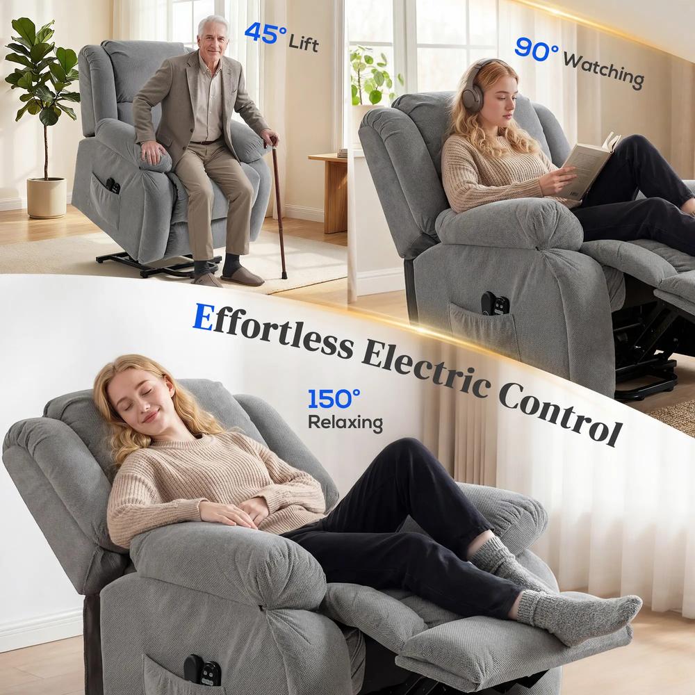 HOMCOM Recliner Armchair Lift Chair, Electric Recliner Chair with Vibration Massage and Heat, Wide Seat, USB Port Additional View 4