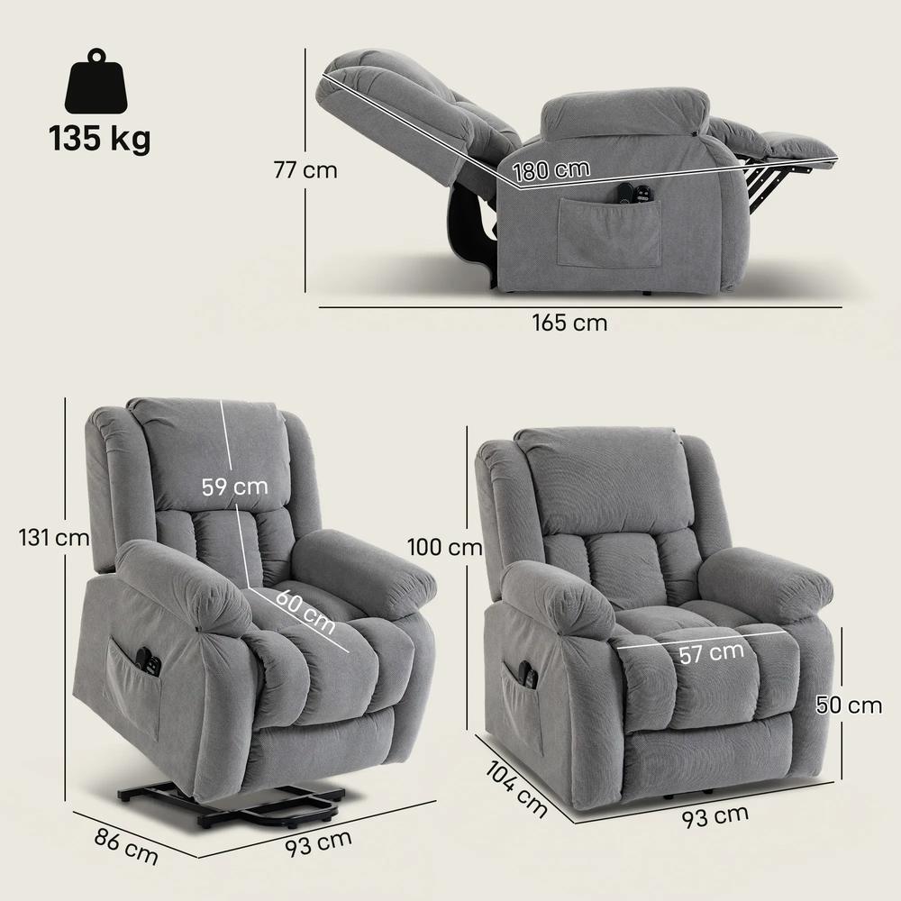 HOMCOM Recliner Armchair Lift Chair, Electric Recliner Chair with Vibration Massage and Heat, Wide Seat, USB Port Additional View 45