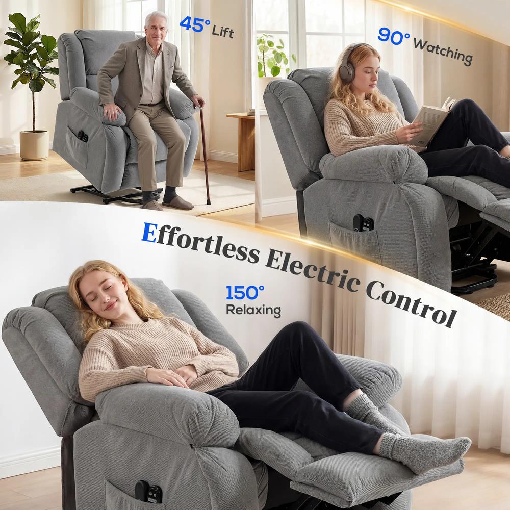 HOMCOM Recliner Armchair Lift Chair, Electric Recliner Chair with Vibration Massage and Heat, Wide Seat, USB Port Additional View 46