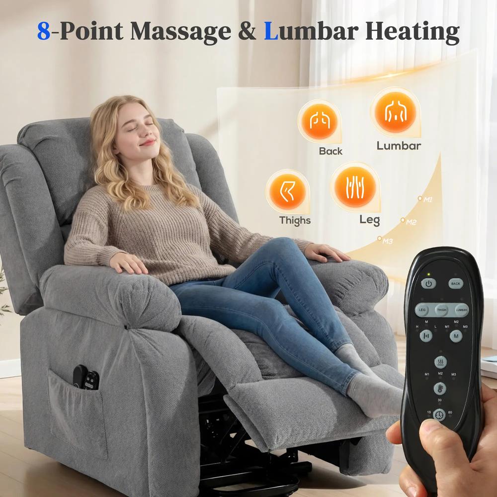 HOMCOM Recliner Armchair Lift Chair, Electric Recliner Chair with Vibration Massage and Heat, Wide Seat, USB Port Additional View 47