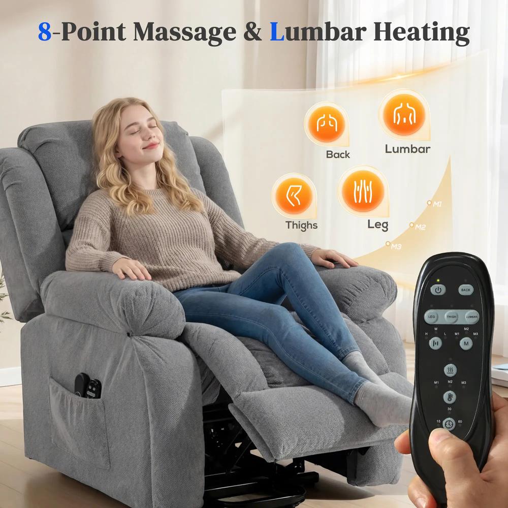 HOMCOM Recliner Armchair Lift Chair, Electric Recliner Chair with Vibration Massage and Heat, Wide Seat, USB Port Additional View 5