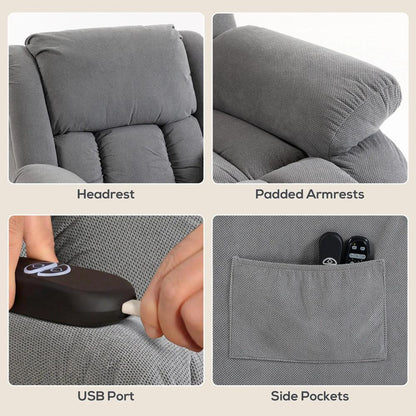 HOMCOM Recliner Armchair Lift Chair, Electric Recliner Chair with Vibration Massage and Heat, Wide Seat, USB Port Additional View 7