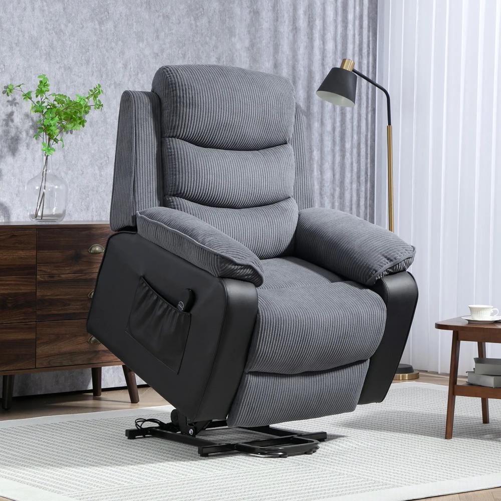 HOMCOM Overstuffed Corduroy Electric Lift Chair Additional View 11