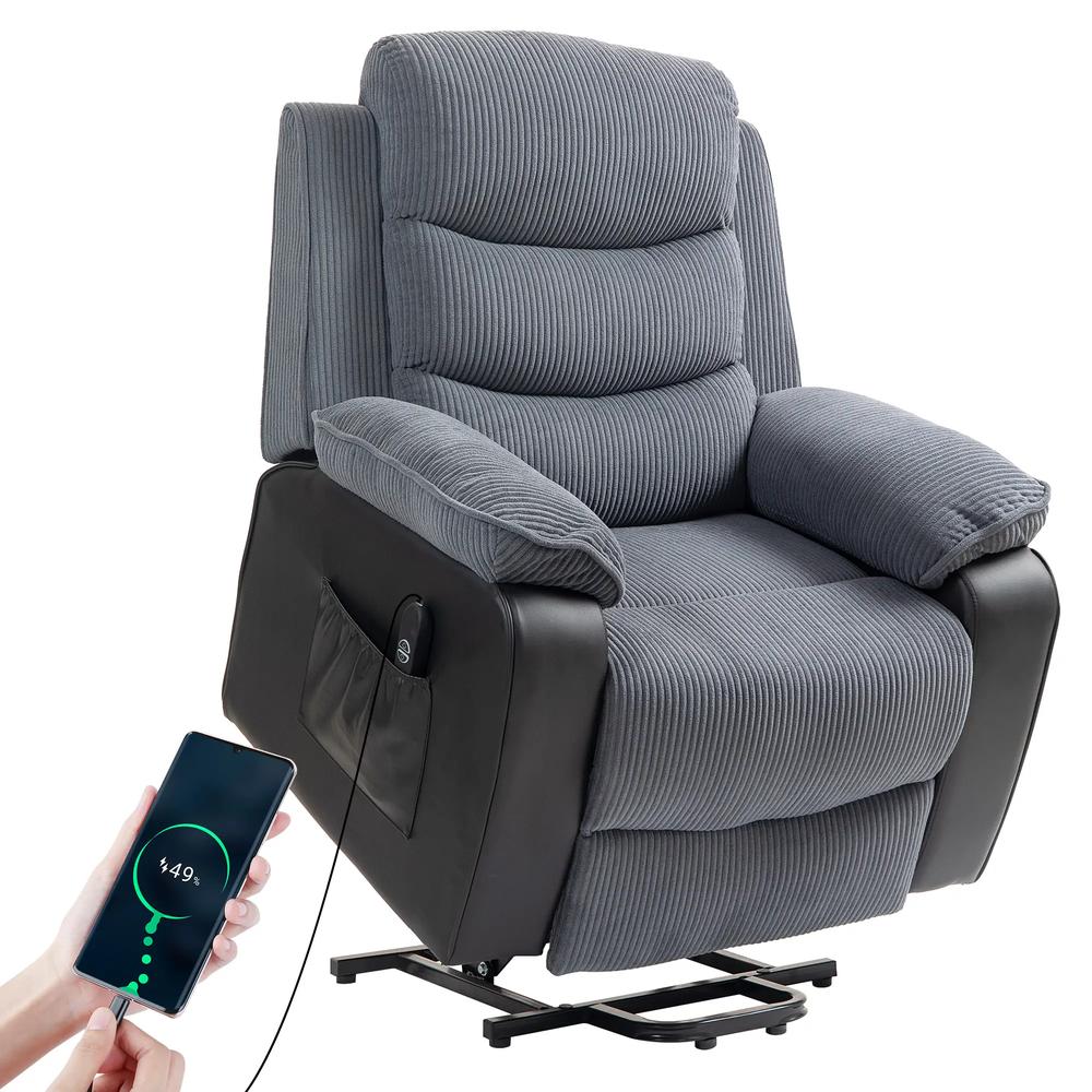 HOMCOM Overstuffed Corduroy Electric Lift Chair Additional View 12
