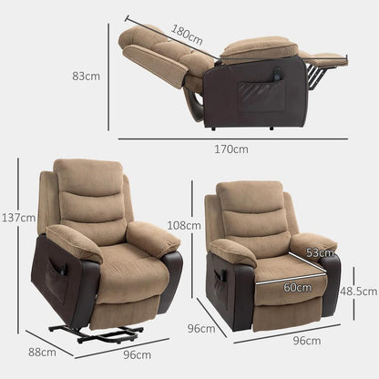 HOMCOM Overstuffed Corduroy Electric Lift Chair Additional View 15