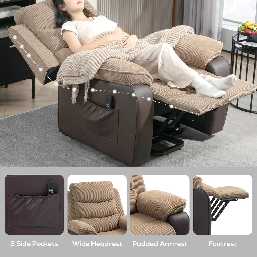 HOMCOM Overstuffed Corduroy Electric Lift Chair Additional View 19