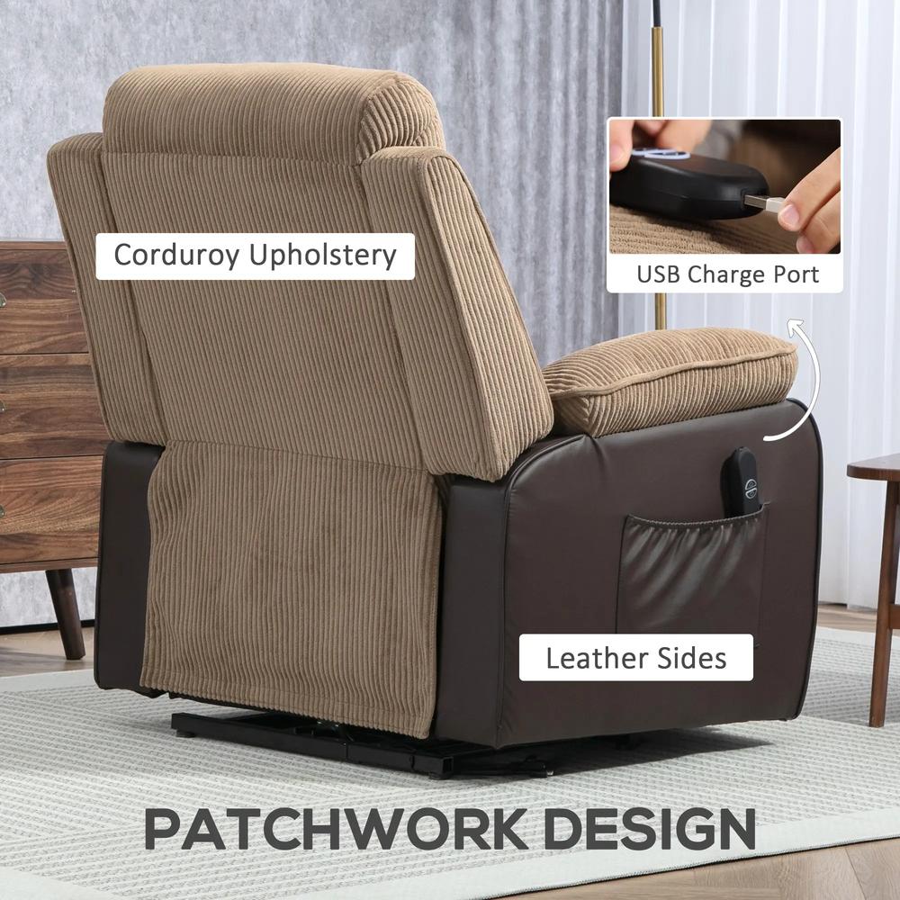 HOMCOM Overstuffed Corduroy Electric Lift Chair Additional View 20