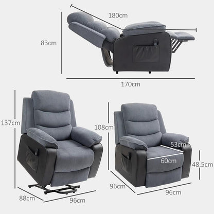 HOMCOM Overstuffed Corduroy Electric Lift Chair Additional View 3