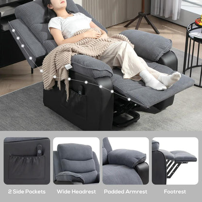 HOMCOM Overstuffed Corduroy Electric Lift Chair Additional View 7