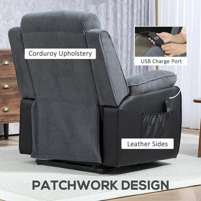 HOMCOM Overstuffed Corduroy Electric Lift Chair Additional View 8